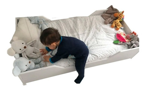 Cama Montessori Laqueada Blanca Infantil Baja 190 X 80