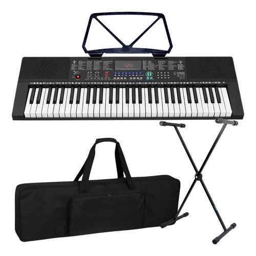 Kit Teclado Musical Estudante Iniciante 5/8 + Capa Suporte