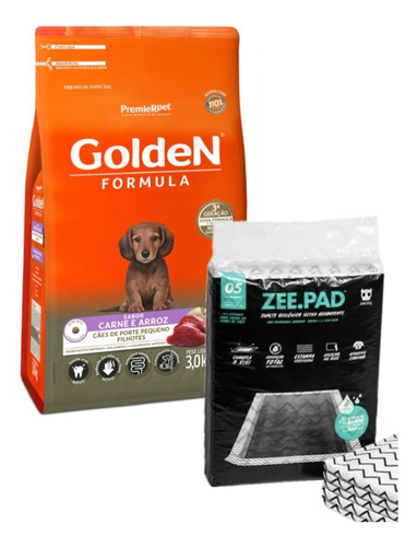 Golden Premier Minibits Cães Filhote Carne 3kg + Brinde 