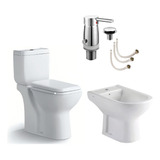  Combo Juego De Inodoro Largo + Bidet+ Griferia Monocomando 