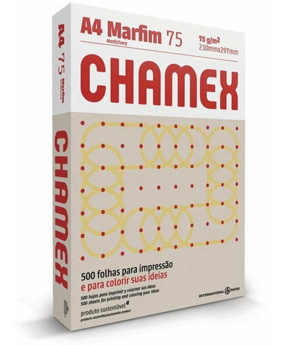 Papel Sulfite Chamex Colors Marfim A-4 75g Pct C/500 Folhas