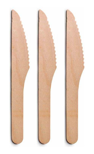 Pack 100 Cuchillos Madera Desechable Biodegradable Cubiertos