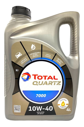 Aceite Total Quartz 7000 10w40 X 4 Litros Semi Sintetico