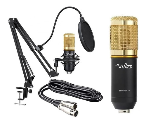 Microfone Bm800 Waver Xlr Xlr P/ Mesa Interface + Suporte 