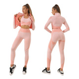 Conjunto De Fitness For Mujer De 3 Piezas Dlk Legging Top