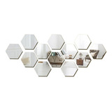 Packx12 Vinilo Espejo Pared Adhesivo Hexagonal Decorativo 