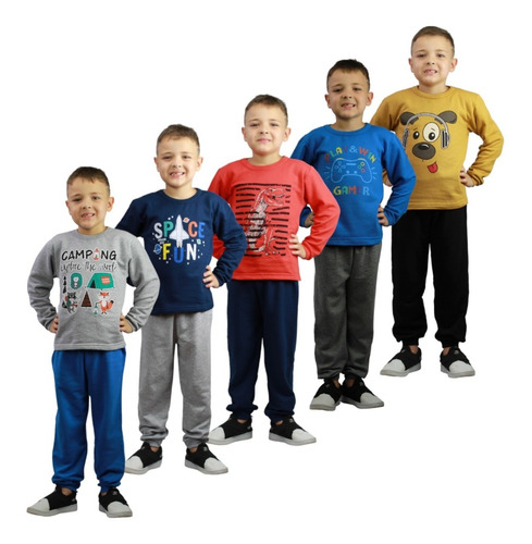 5 Conjunto Moletom Infantil Masculino 1/2/3/4/6/8 Promoção