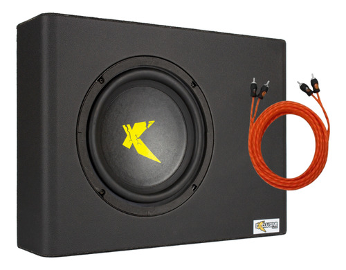 Kit Caixa Amplificada Exclusive Slim 8 Polegadas C/ Cabo Rca