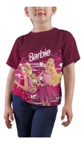 Camisa Barbie Corações Roupa Blusa Camiseta Boneca Infantil