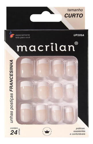 Unhas Postiças Tamanho Curto Francesinha - Macrilan - Up209a