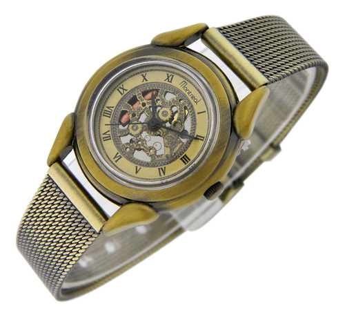 Reloj Montreal Mujer Ml1519 Malla Acero Color Dorado Antiguo