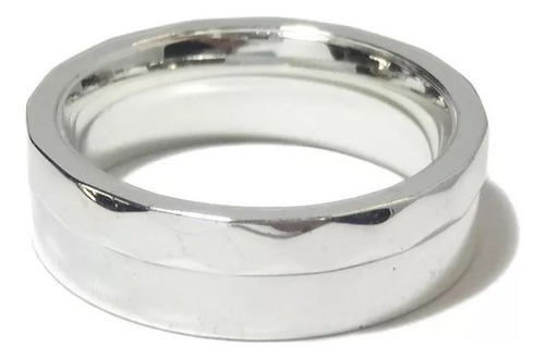 Anillo Acero Blanco Cinta Rombos Listo Para Regalo