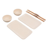 Kit Set Doble Sushi Ceramica Bowl Plato Palitos Caja Regalo