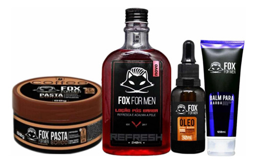 Kit Homem Fox For Men Barba Cabelo Bigode 4 Un