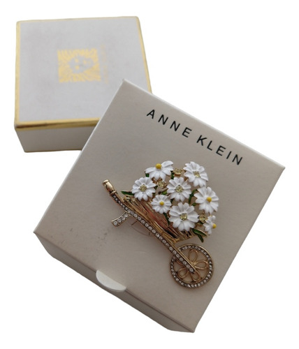 Broche Prendedor Pin Carreta De Flores Anne Klein 