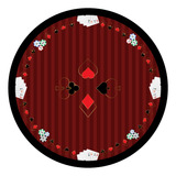 Toalha Mesa Felpuda Redonda Listrada Preta Poker Truco Cor Vermelha