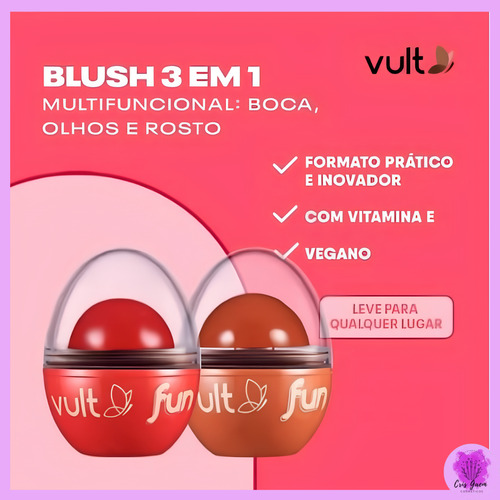 Blush 3 Em 1 Boca, Olhos E Rosto 6,5g - Vult