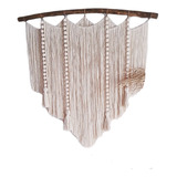 Tapiz Pipa Crudo Con Esferas De Ceramica 1x1 Mtr En Macrame