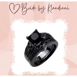 Anillo De Compromiso Negro Con Argolla De Matrimonio Dark