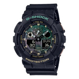 Reloj Casio G-shock Ga-100rc-1adr Color De La Correa Negro Color Del Bisel Negro Color Del Fondo Verde, Cobre