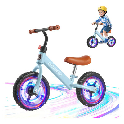 Lictin Entrenador De Equilibrio Infantil Con Ruedas Iluminadas, bicicleta de equilibrio para niños,Sin Pedales, Asiento Ajustable, Azul, Material Resistente, Soporta 30 Kg, Niños 2-6 | Envío gratis