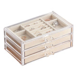 Herfav Caja Organizadora De Joyas De Acrílico Con 3 Cajones,