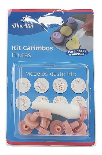 Kit 8 Carimbos Para Doces Frutas Rosa Bb Bluestar Cor Rosa Bebê