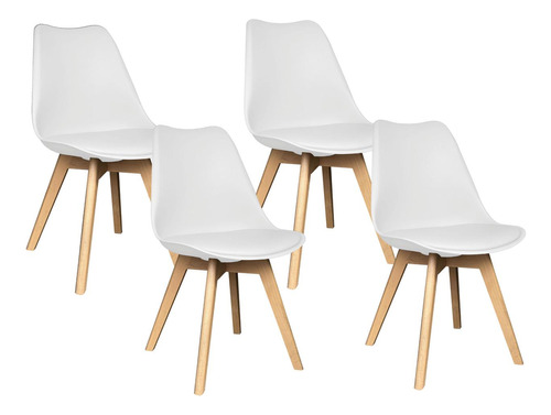 Set 4 Sillas Eames Acolchada Begonia Comedor Patas De Madera