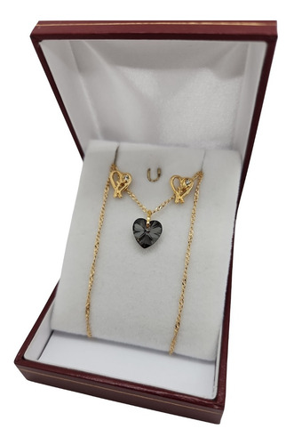 Ideal Conjunto De Amor Collar + Corazon De Piedra Con Aros 