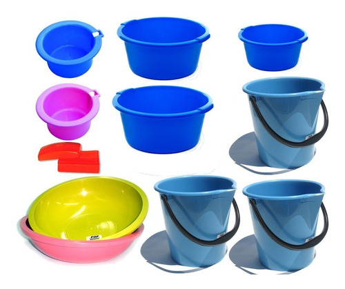 Set Para Limpieza Baldes Fuentones Palanganas  Plastico