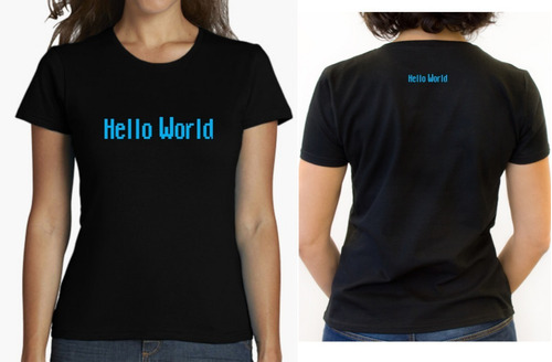 Camiseta Playera Mujer Geek Programador Hello World Azul