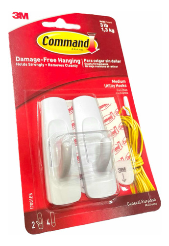 Set 2x Ganchos Utilitarios Medianos 3m Command Utility Hooks