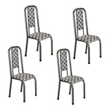 Conjunto De 4 Cadeiras Madmelos Com Encosto - Preto