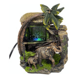 Fuente De Agua De Mesa Con Elefantes, Palm Tree Y Tiki Hut