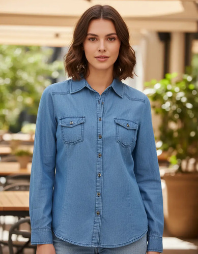 Blusa Mezclilla Manga Larga Con Elevador Talla 7/19-30/42