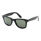 Óculos De Sol Polarizados Ray-ban Wayfarer Ease Standard Armação De Injected Cor Gloss Black, Lente Green De Cristal Clássica, Haste Gloss Black De Injected - Rb4340