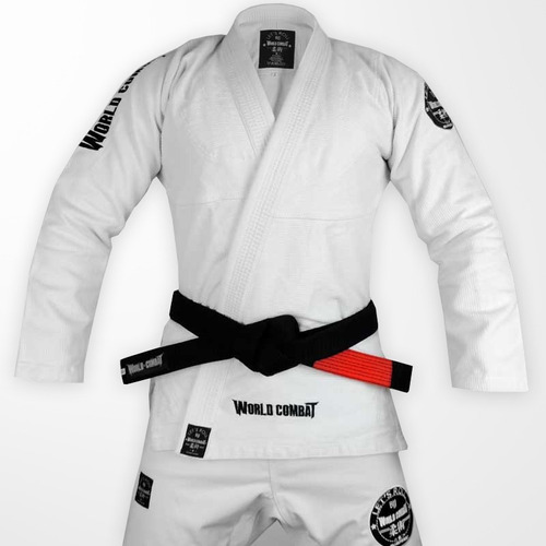 Kimono World Combat New Lets Roll - Branco E Preto