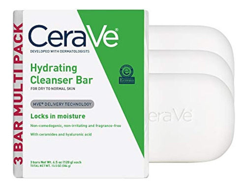 Barra Limpiadora Hidratante Cerave | 3 Paquetes (4.5 Onzas C