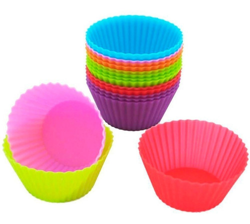 Molde Muffins Silicona Individual X12 Unidades Goma Cupcakes