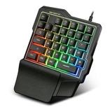 Teclado De Una Mano Gamer Negro Con Luz Rgb