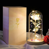 Flor Eterna Rosa De Cristal Luz Led Regalos Para Ella