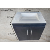 Mueble De Baño Moderno Tocador Con Lavabo Marmol Gris 65cm