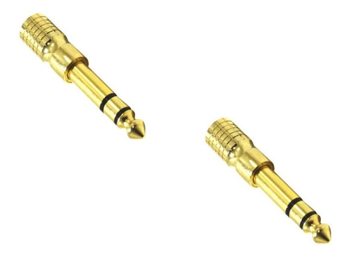 Plug Adaptador P/ Fone P2 X P10 Stereo Metal Dourado Kit C/2