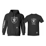 Kit Sudadera + Playera Estilo Las Vegas Raiders Nfl Silver