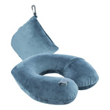 Almohada Para Viaje Inflable Lavable Microterciopelo Suave