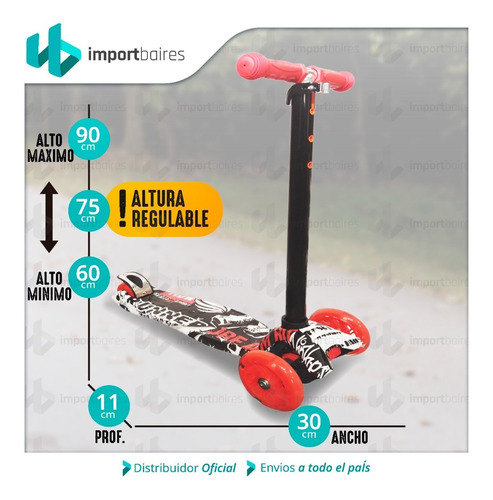 Monopatín Infantil 4 Ruedas Abec 7 Silicona Luces Led