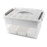 Caja Cajón Canasto Organizador Transparente /gris Plástica  