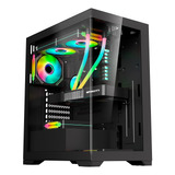 Gabinete Crystal Black Rgb Atx, Vidrio Templado, 5 Coolers