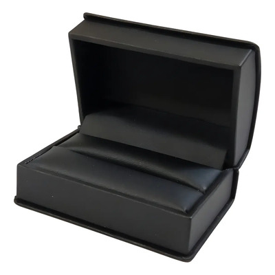 Estuche Fino De Piel Negro Para Dos Argollas Novios Boda