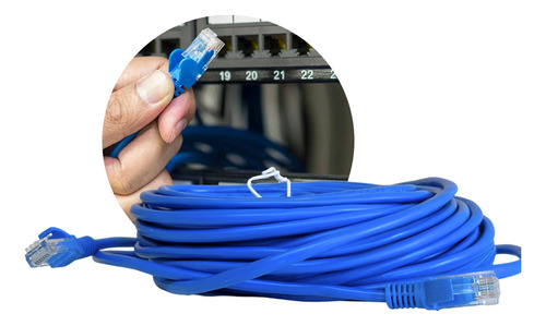 Cabo De Rede Internet Patch Cord Rj 45 Cat5 15 Metros Azul